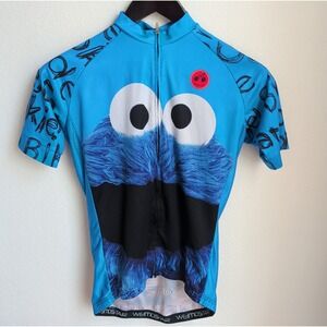 Weimostar Mens Large Cycling Jersey Cookie Monster Elastic Waist Back Pocket